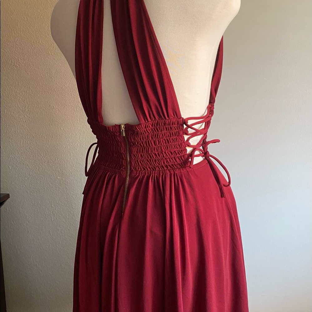 Express Maroon Babydoll Low Cut Dress Size XS - Picture 3 of 6
